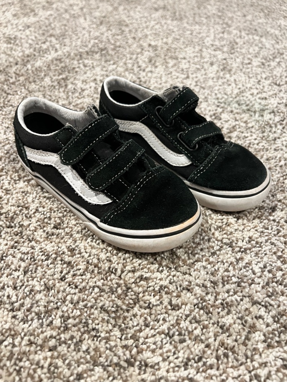 Vans Black and White Kids Velcro Skate Sneakers